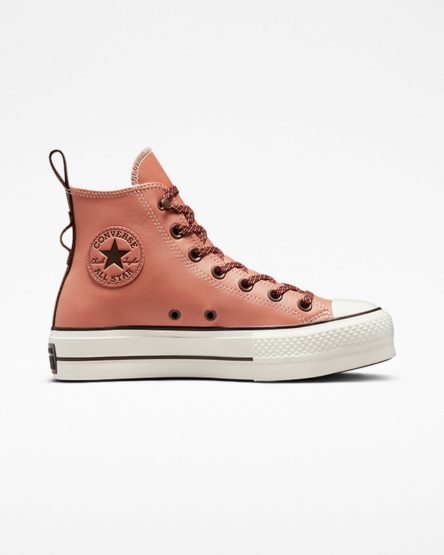 Women's Converse Chuck Taylor All Star Lift Tonal Leather High Top Platform Shoes Apricot | AU 1E89CL